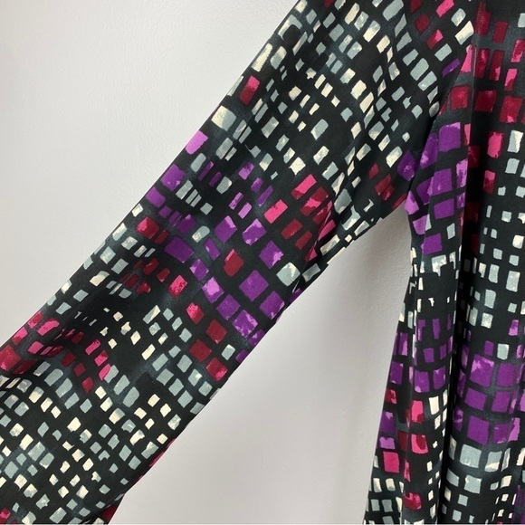 Zoe Classic Geometric Longline Open Front Long Sleeve Cardigan Medium Purple - Picture 8 of 10